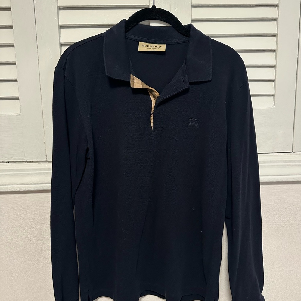 Burberry Dark Blue Polo with Beige Accents